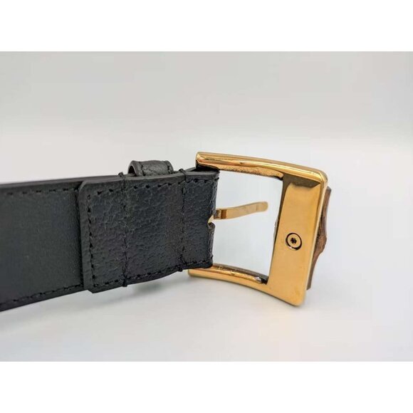 Gucci Dollar Pigprint Leather Bamboo W3.0cm Belt Black 110cm 699954 main image 6